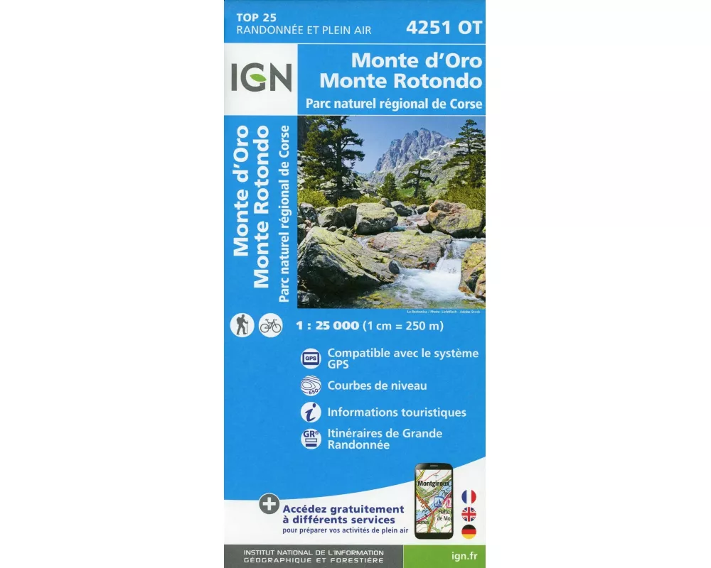 Monte D'Oro Mont Rotondo Parc National de Corse 1 : 25 000