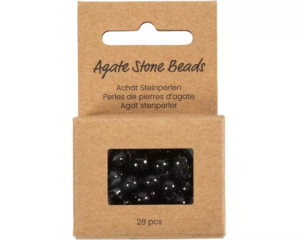Creativ Company Perlen-Set Achatstein Schwarz, 6-10 mm