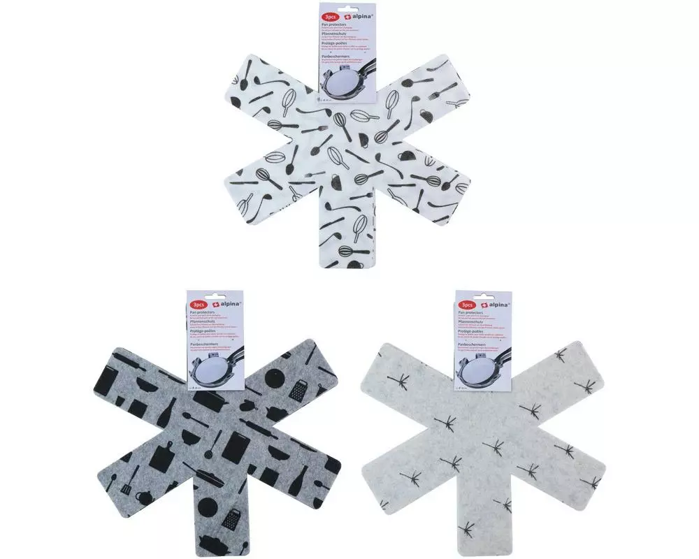 alpina Pfannenschutz 38 cm 3er Set 3 Stück, Mehrfarbig