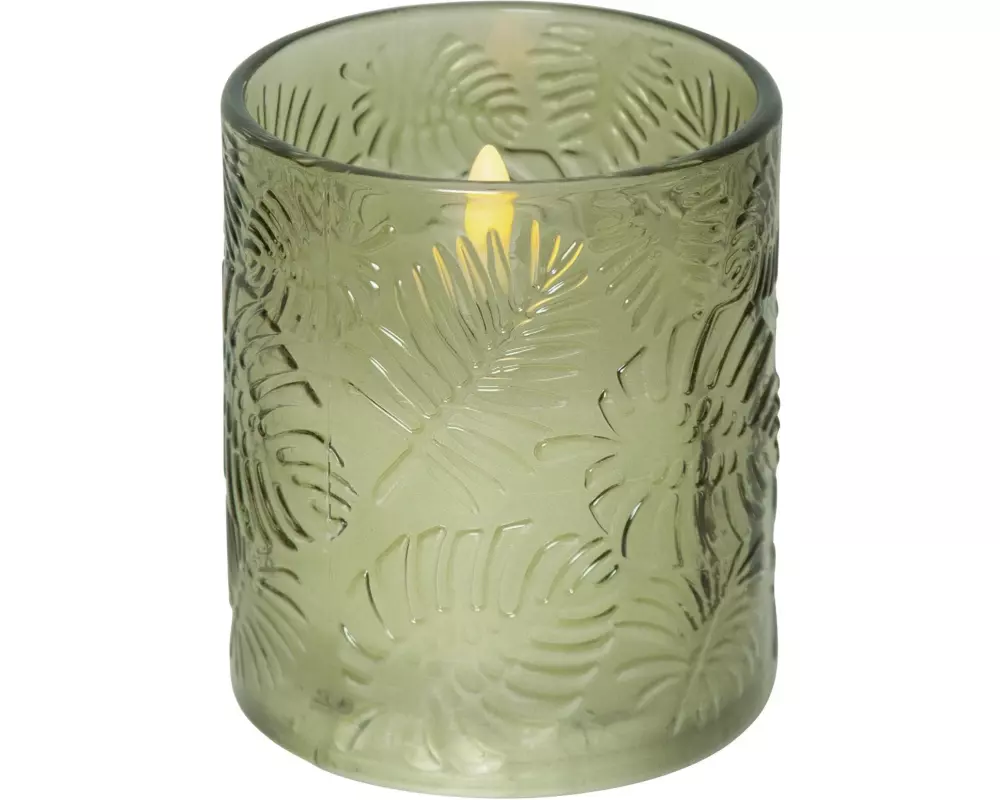 Star Trading LED-Kerze Pillar Flamme Leaf, Ø 10 x 12.5 cm, Grün