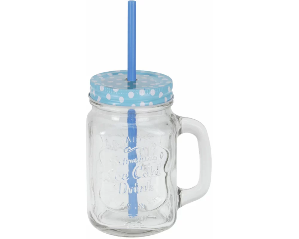 FS-Star Glas + Strohhalm 400ml ass.