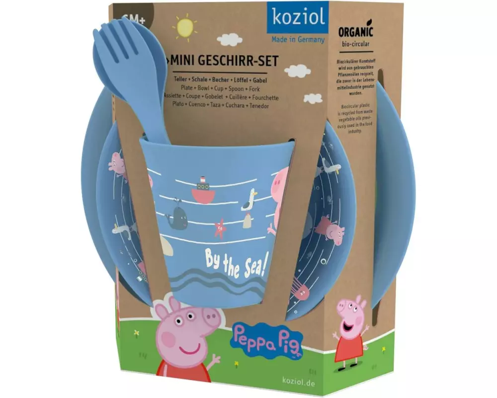 Koziol Kindergeschirrset PEPPA PIG WAVES AT HOME Blau, 4er Set