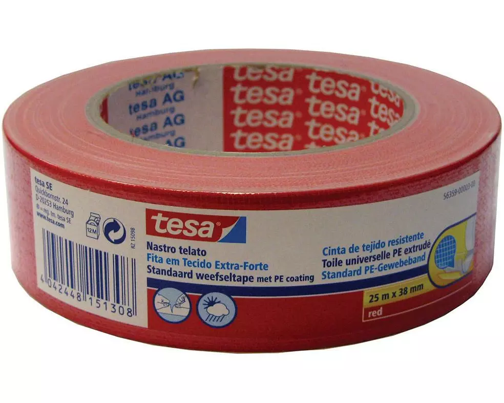 tesa Gewebeband 25 m x 38 mm, Rot