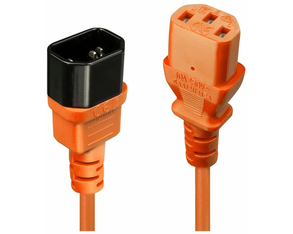 LINDY 0,5m IEC Extension Lead, Orange