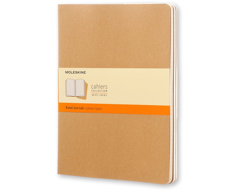 MOLESKINE Notizheft Cahier XL 25x19cm 705045 liniert, natur 3 Stück