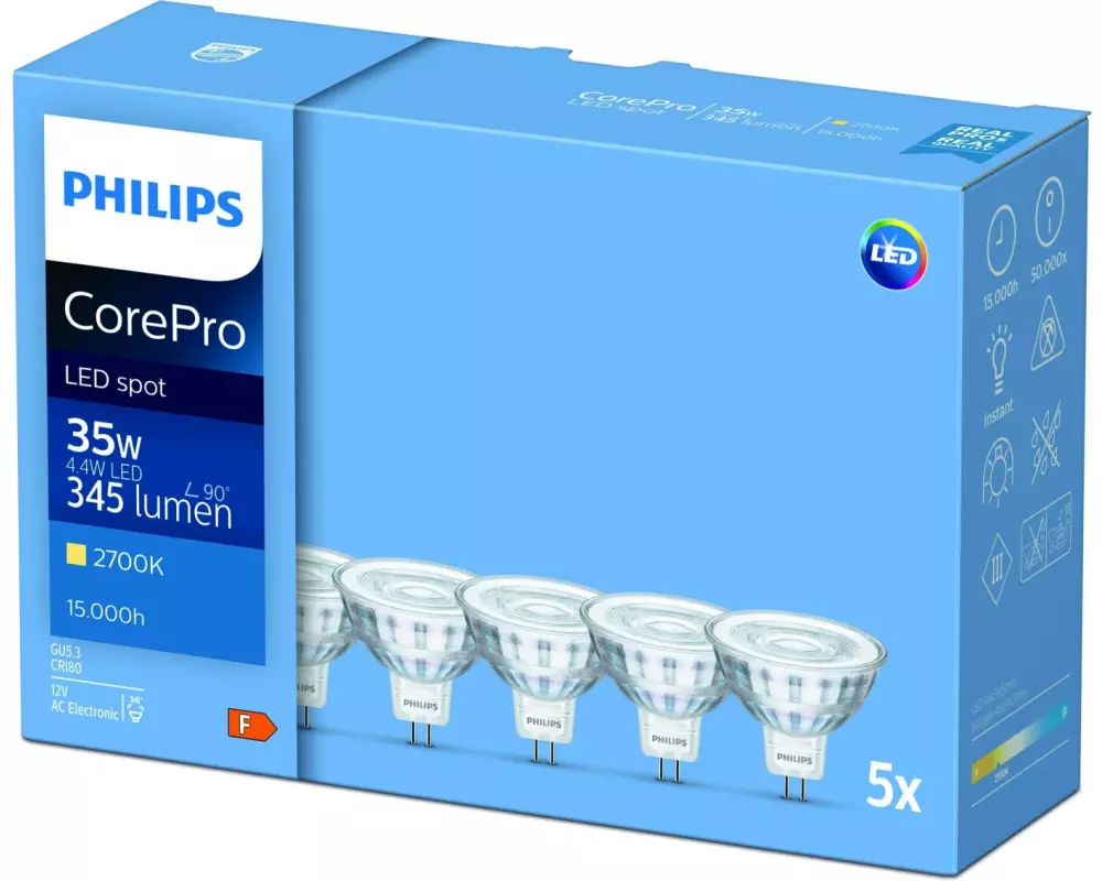 Philips Professional Lampe CorePro LED spot ND 4.4-35W MR16 827 36D 5CT