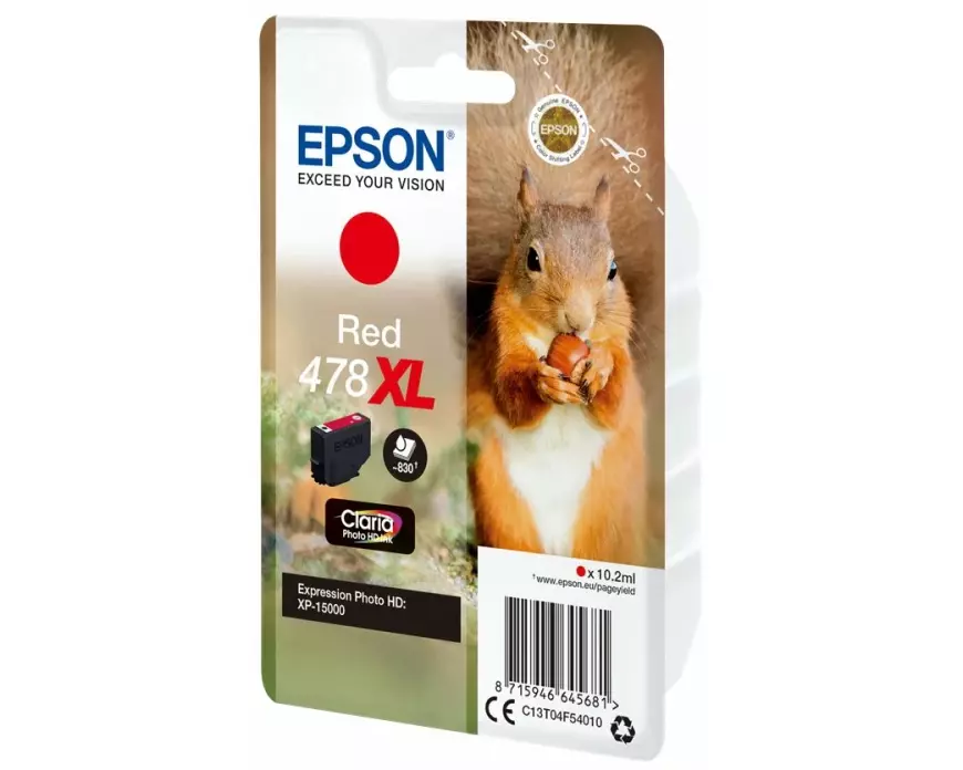 EPSON Singlepack Red 478XL Squirrel Clara Photo HD Ink