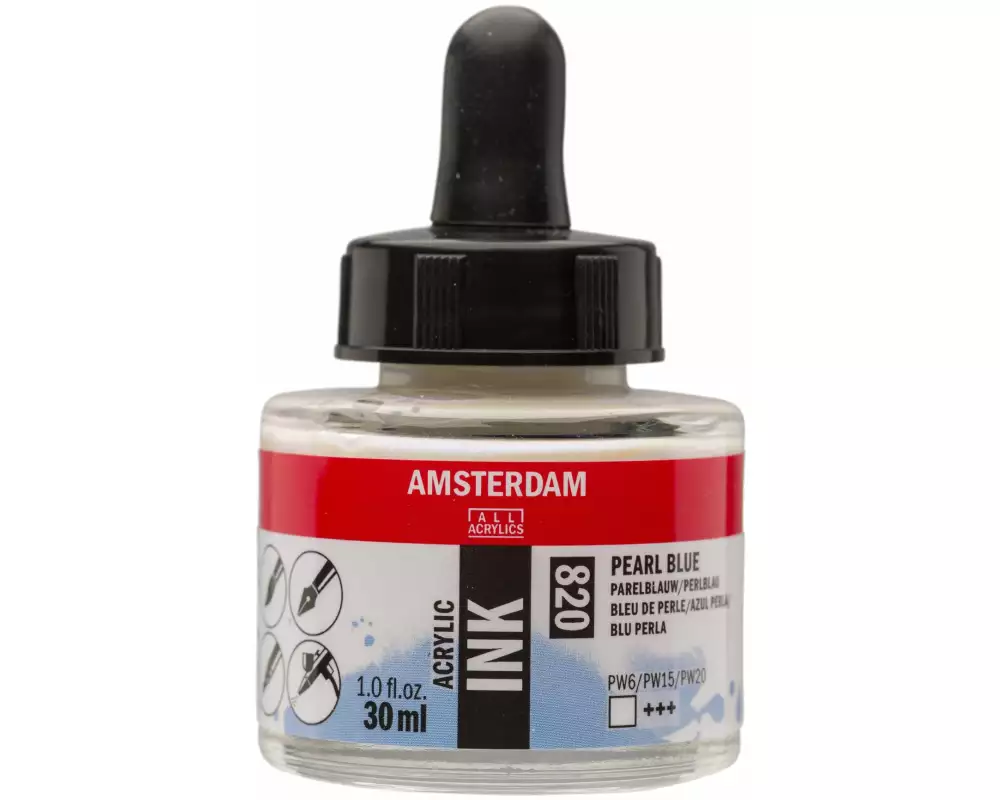 Amsterdam Acryltinte 820 Perlblau transparent, 30 ml 30 ml, Perlblau