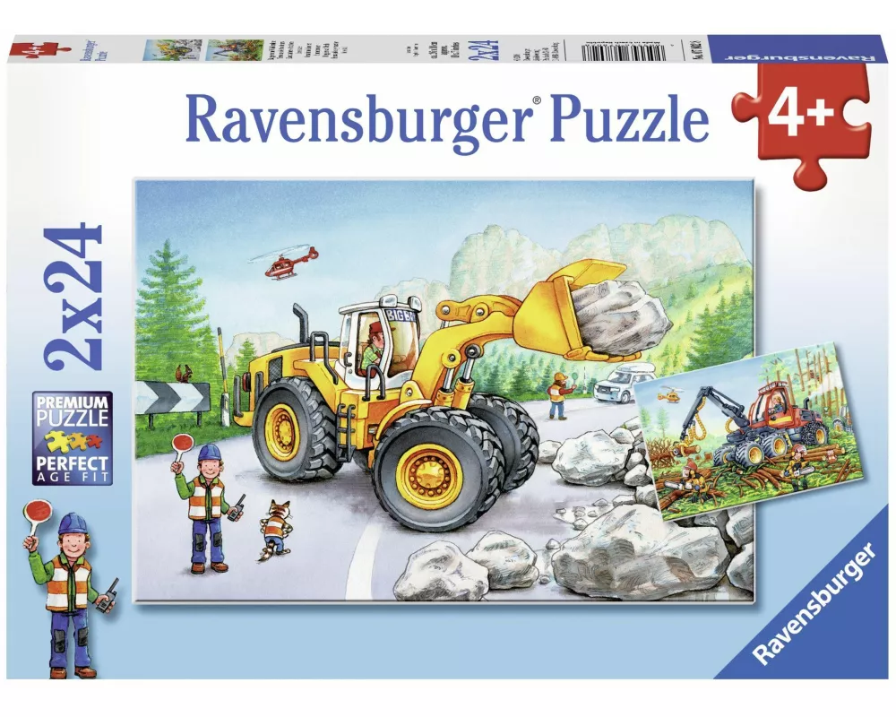 Kinderpuzzle 2x24 Teile - Bagger und Waldtraktor