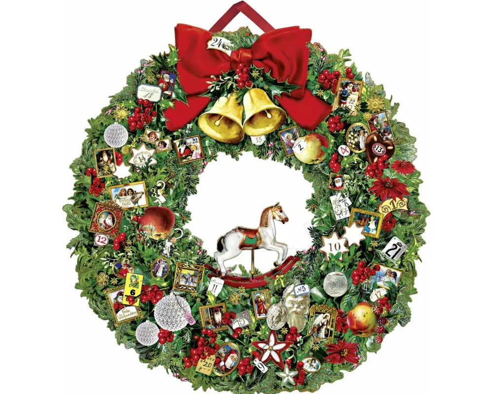 Wand-Adventskalender – Festlicher Weihnachtskranz