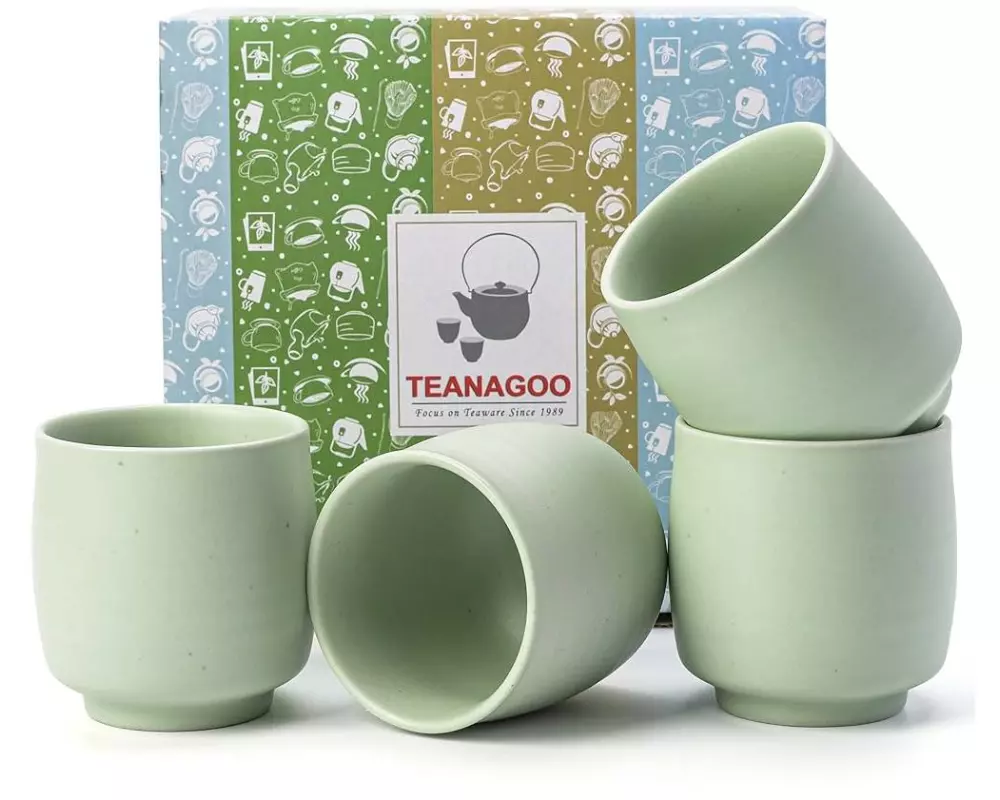 TEANAGOO Japanische Teetassen 200 ml, 4 Stück, Grün