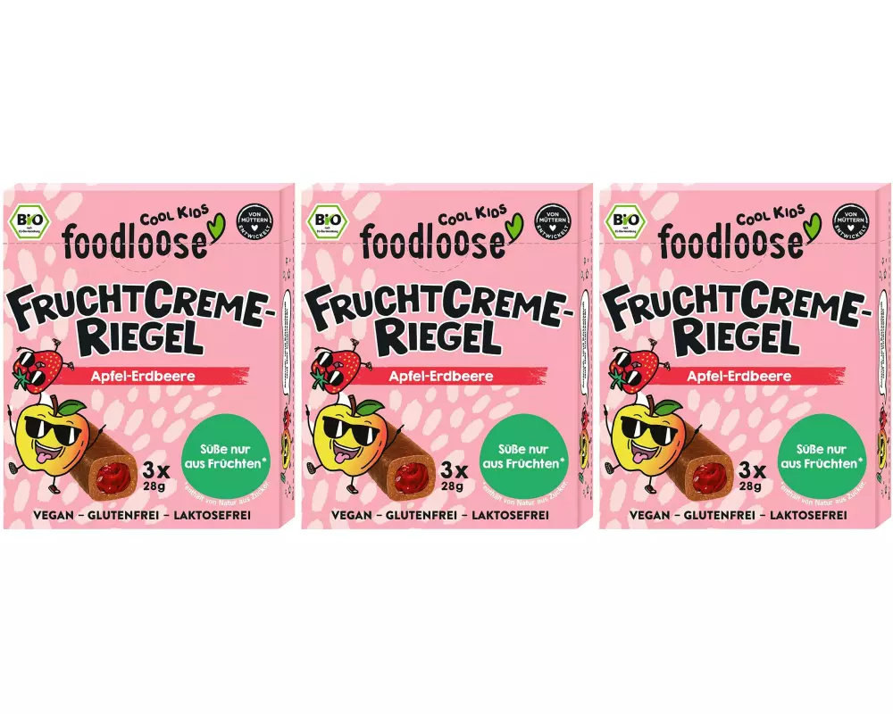 foodloose Fruchtcreme-Riegel Apfel-Erdbeere 3 x 28 g