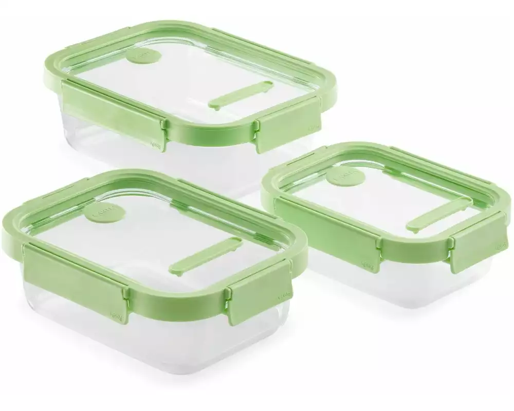 Lékué Vorratsbehälter Set mit Glasdeckel, Grün