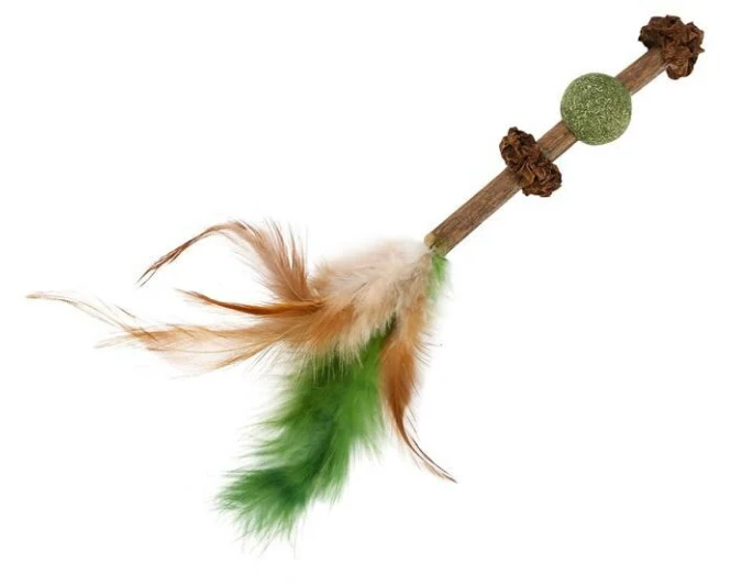 WOUAPY Katzen-Spielzeug Stab mit Federn und Kugel