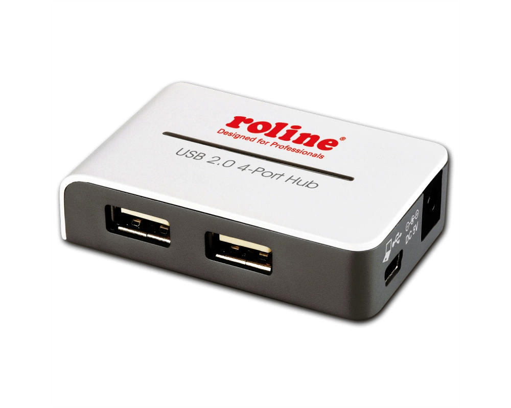 ROLINE USB 2.0 Hub "Black and White", 4 Ports, mit Netzteil