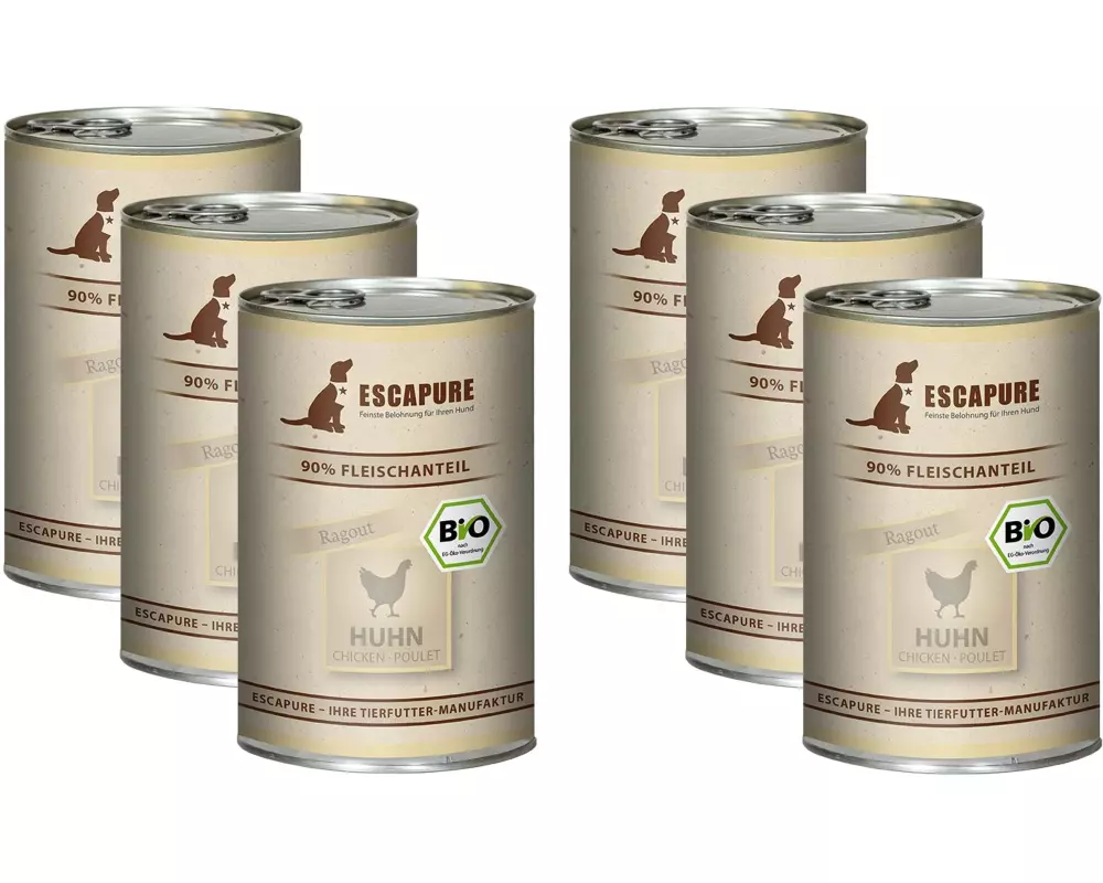 Escapure Nassfutter BIO Huhn Ragout, 6 x 400 g