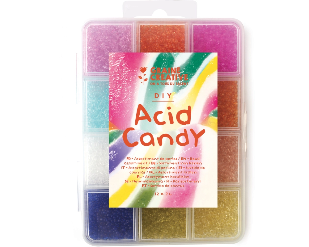 GRAINE CREATIVE Perlen Kit Acid Candy GC-736110 12 Farben