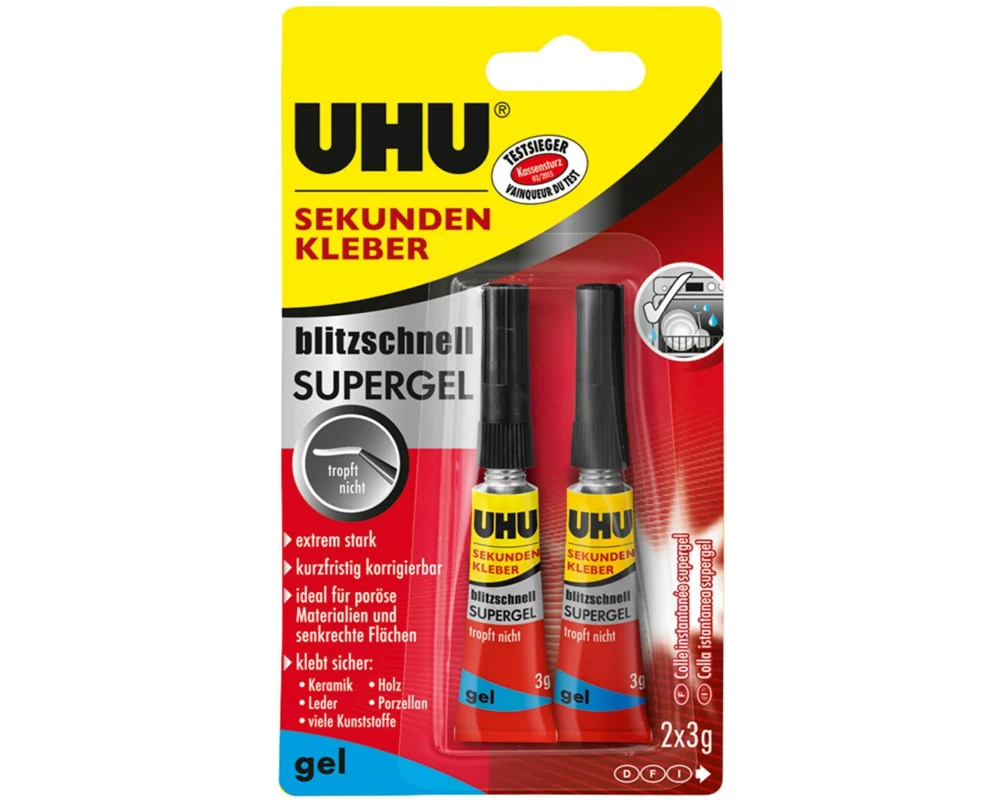 UHU Sekundenkleber blitzschschnell Gel 2 x 3 g