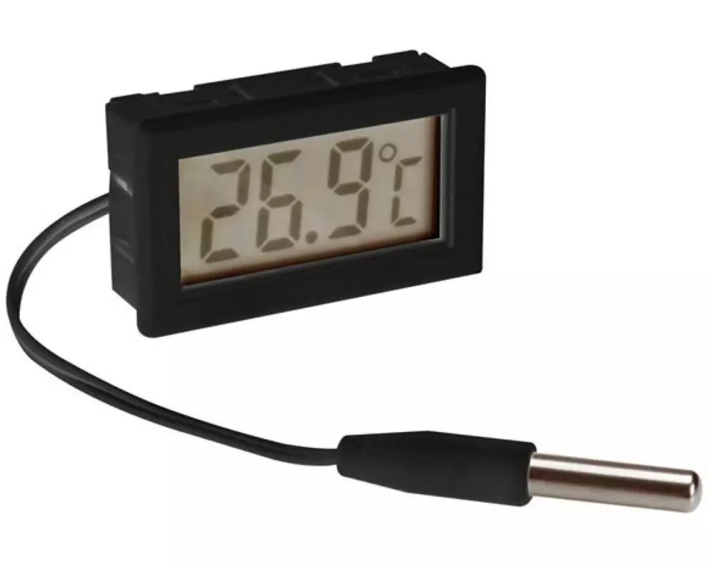 Velleman Einbauthermometer PMTEMP2 Digital, mit Kabelsensor, Grau
