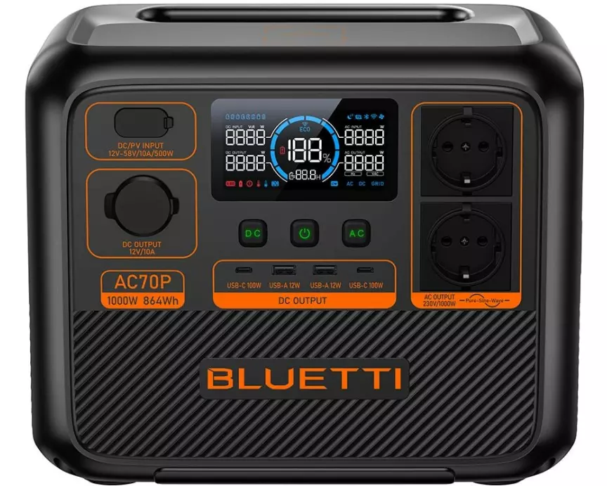 BLUETTI Power Station AC70P 864 Wh