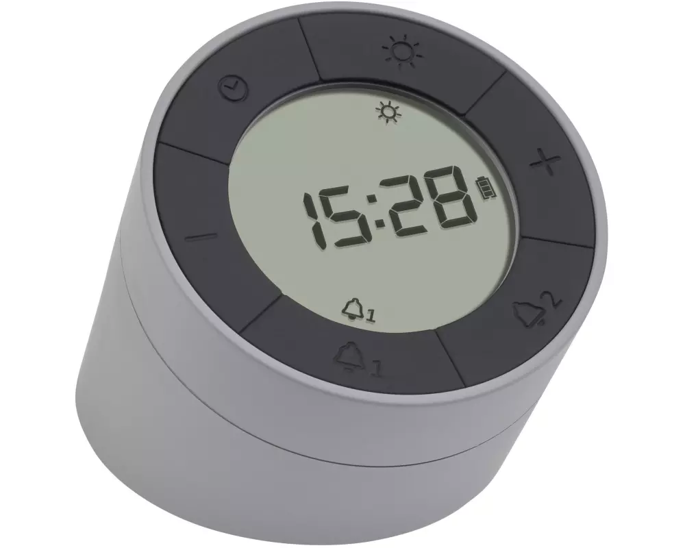 TFA Dostmann Digitalwecker Time & Light Grau