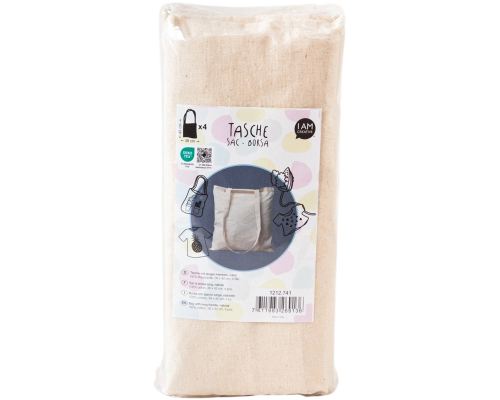 I AM CREATIVE Stofftasche 38x42cm 1212.741 natur 4 Stück