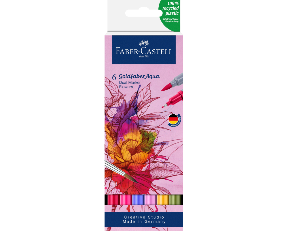 FABER-CASTELL Goldfaber Dual Marker 164527 Blumen, 6 couleurs