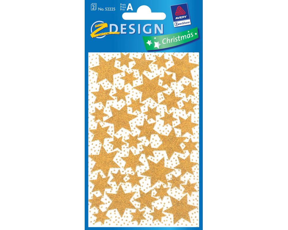Z-DESIGN Sticker Sterne Weihnachten 52225 gold glitzernd 2 Bogen