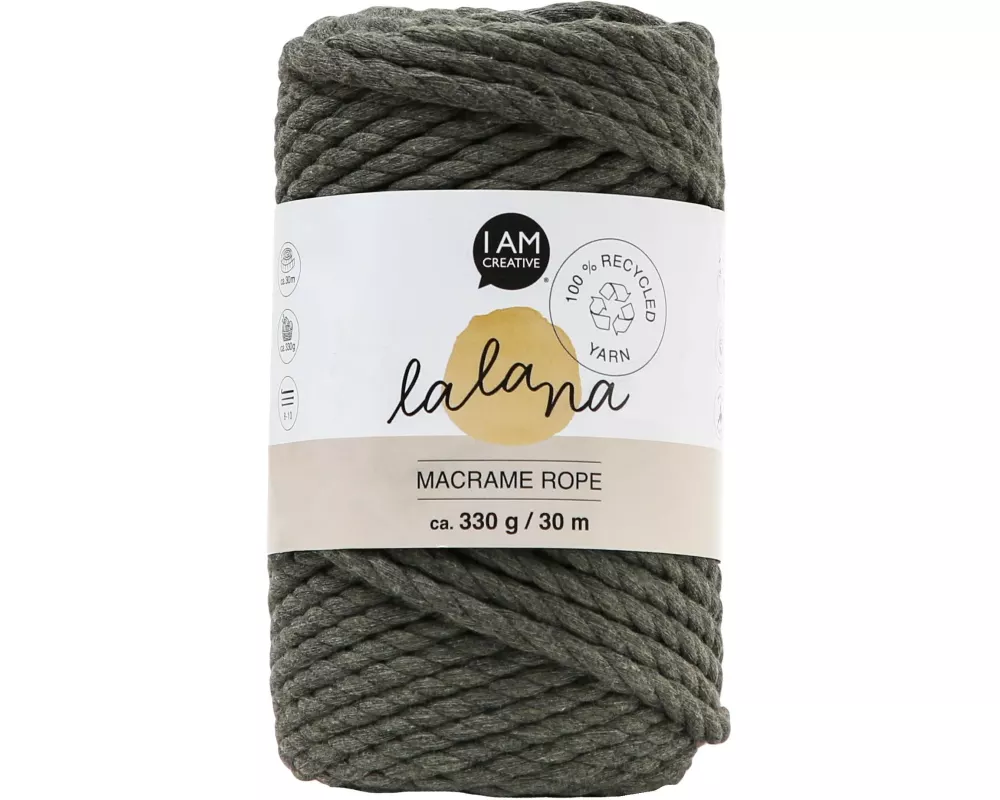 lalana Wolle Makramee Rope 5 mm, 330 g, Khaki