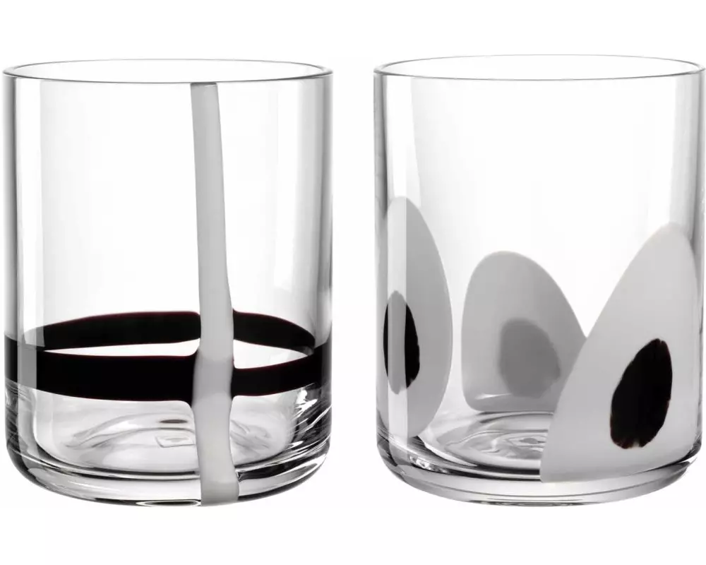 Leonardo Trinkbecher Banda Nera 300 ml, 2 Stück, Schwarz/Transparent