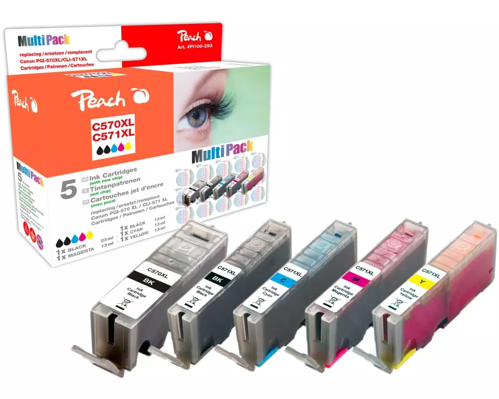 Peach Tintenset Canon PGI-570XL / CLI-571 C, M, Y, 2x BK