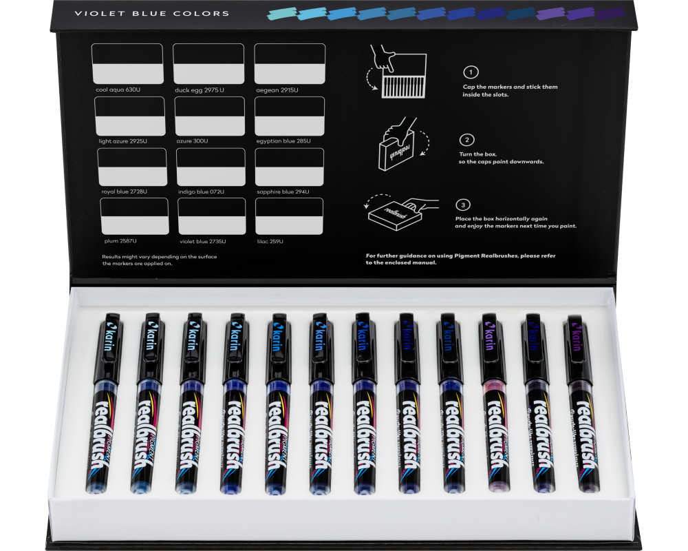 KARIN Real Brush Pen 0.4mm 33C5 Pgiment, Violettblau Farben