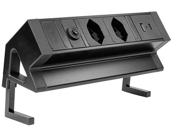 STEFFEN Tischsteckdosenleiste ALU DESK 2x T13, USB-A+C, Schwarz