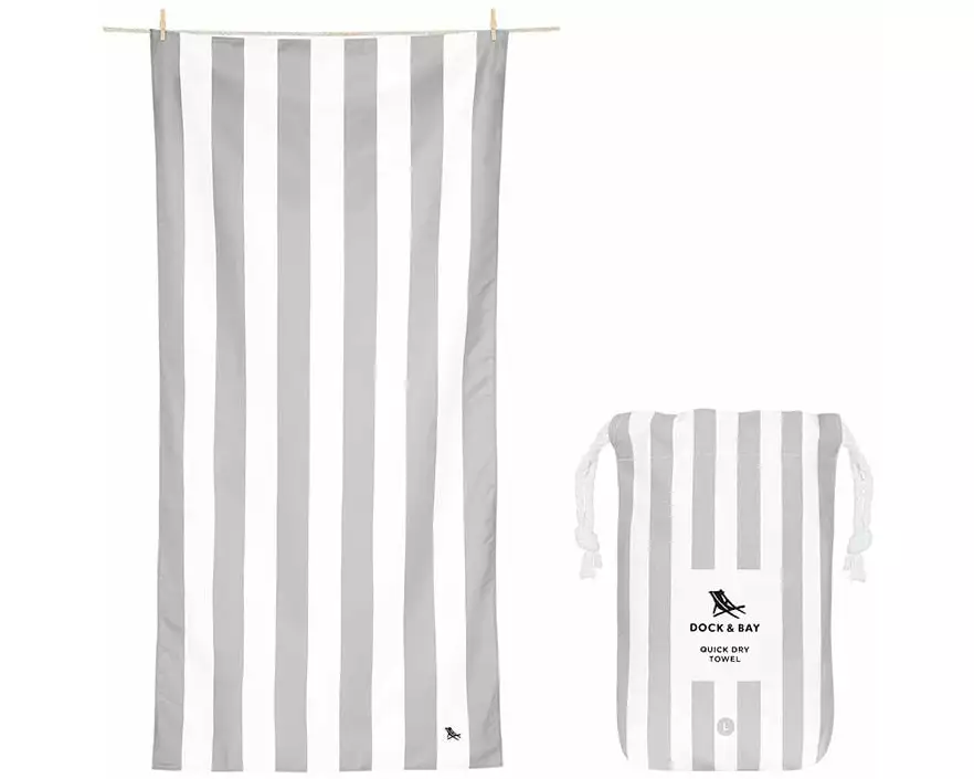 Dock & Bay Strandtuch Cabana L, Hellgrau/Weiss