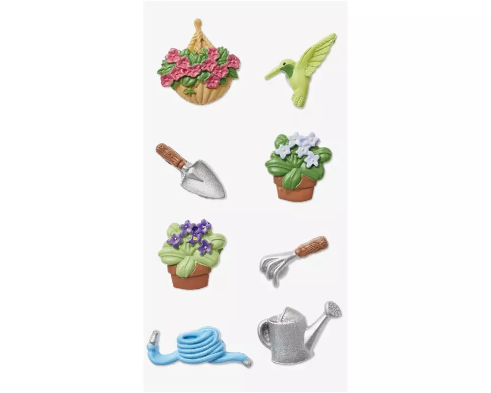 HobbyFun 3D-Sticker Garten mit Klebepunkt 8 Stück