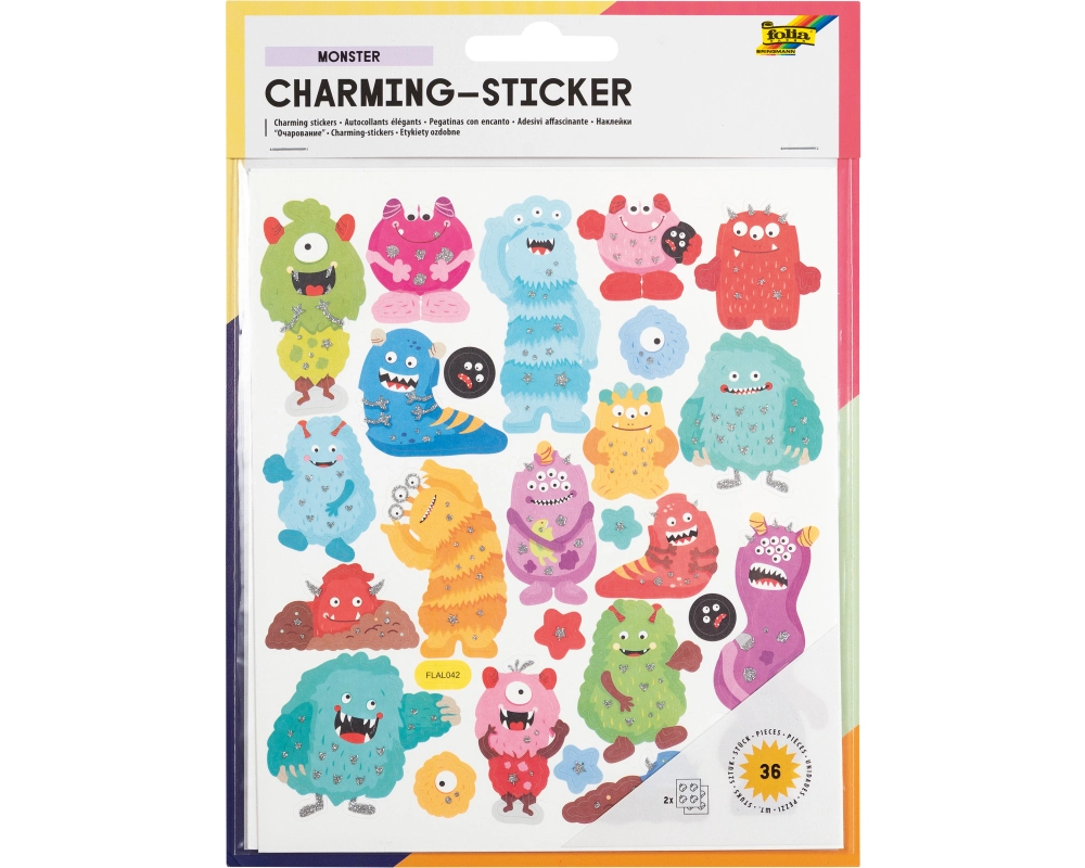 FOLIA Charming-Sticker 18204 Monster 2 Blatt/36 Stück