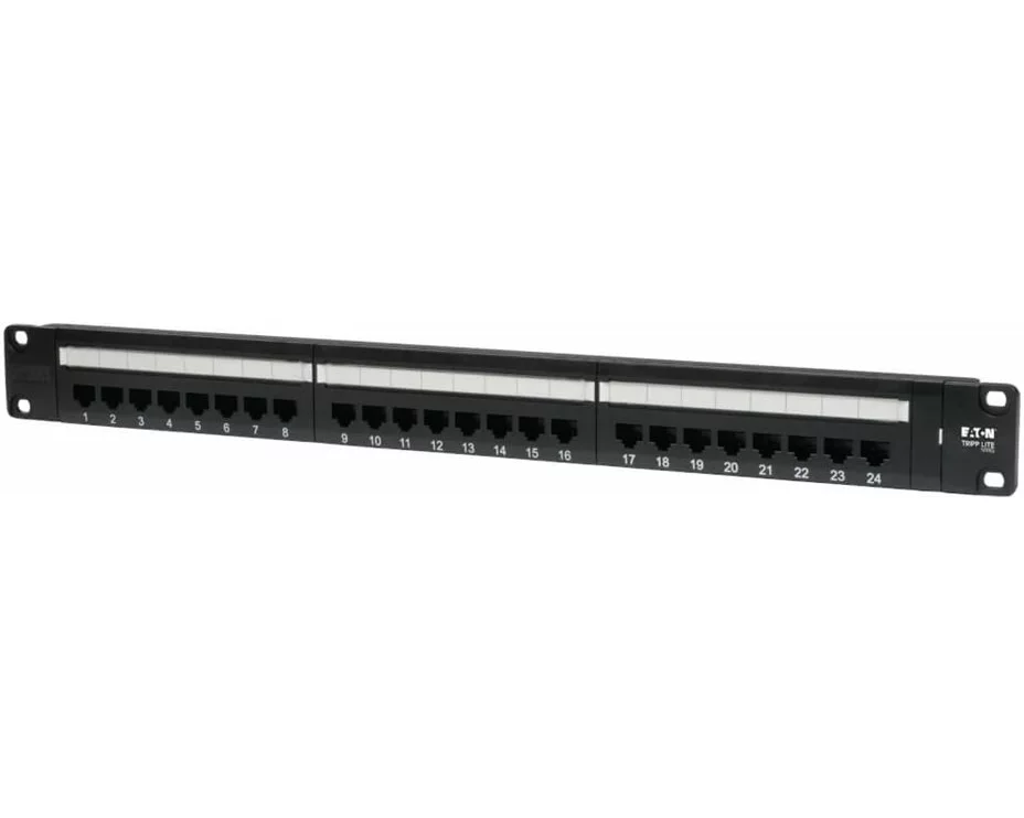 EATON TRIPPLITE 24-Port, 1U Rack-Mount, Cat5e, 110 Patch Panel, 568B, RJ45 Ethernet, TAA