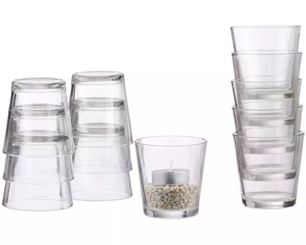 relaxdays Teelichthalter 12 Stück, Transparent