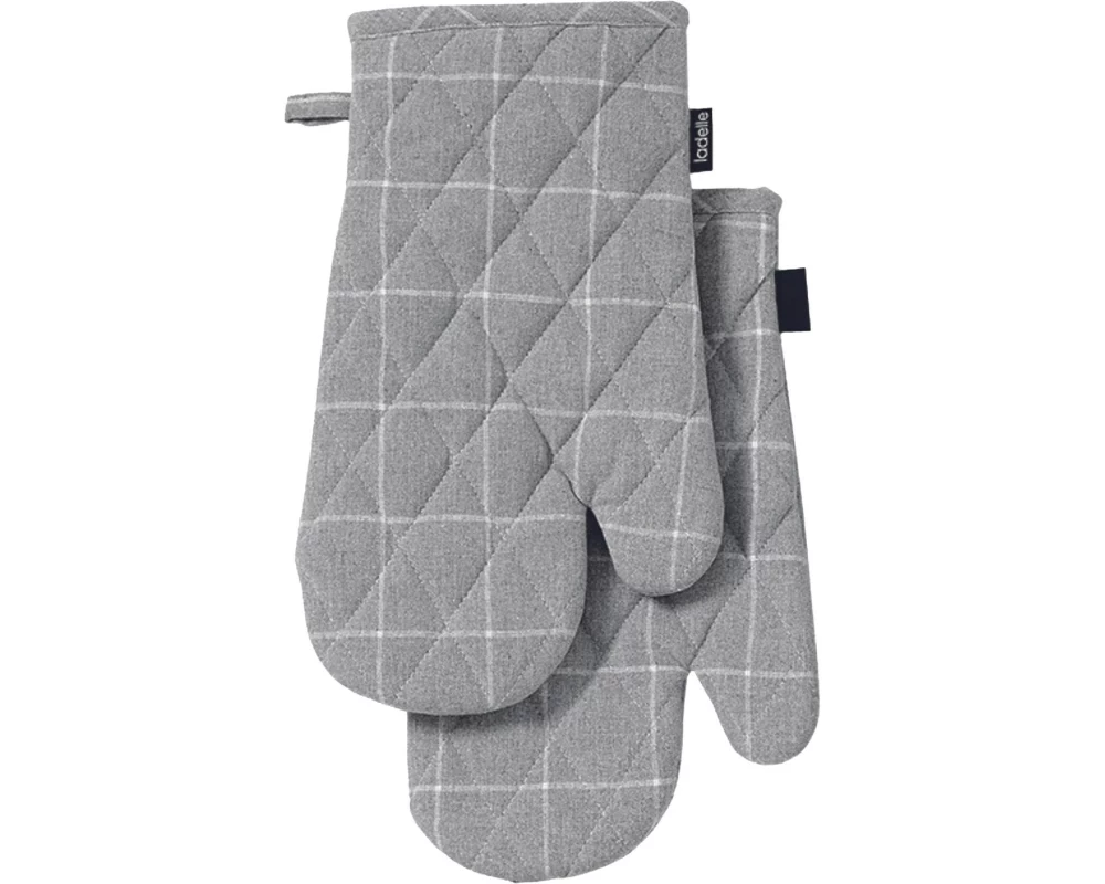 Ladelle Ofenhandschuh Eco Check 2 Stück, Grau