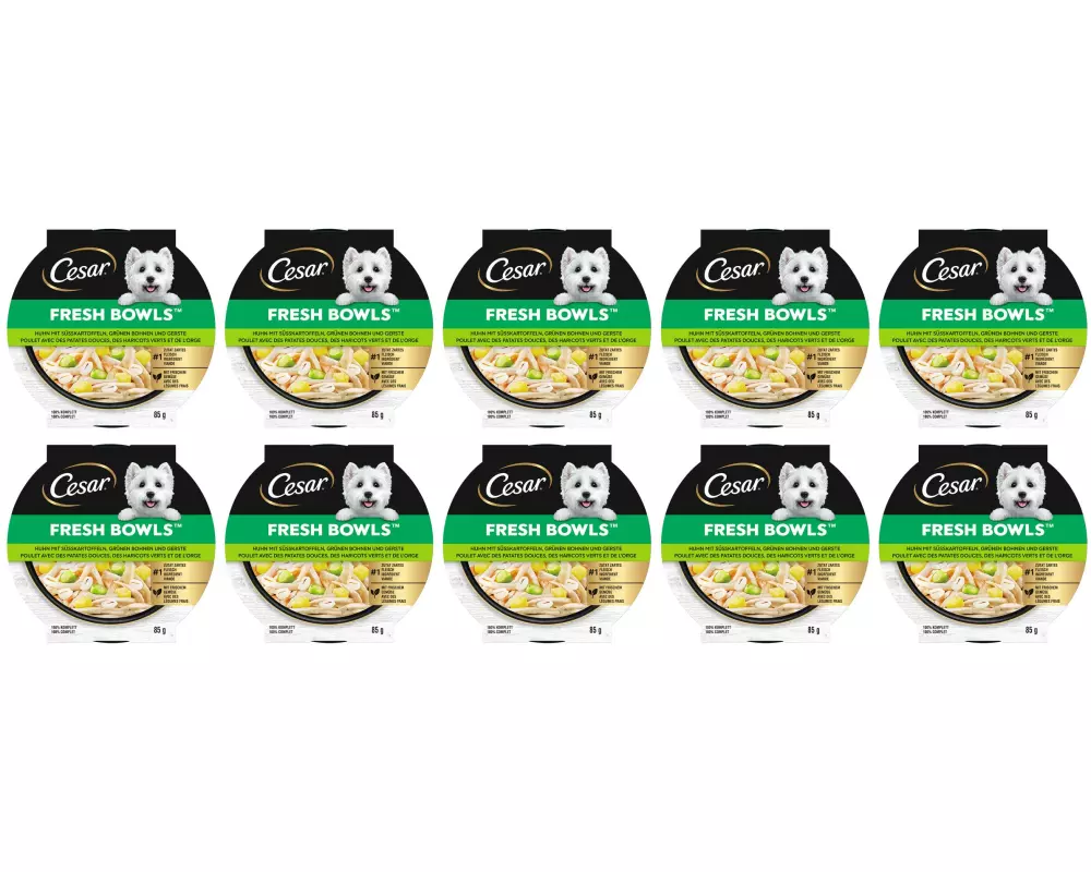 Cesar Nassfutter Fresh Bowls Huhn, Süsskartoffeln 10 x 85 g