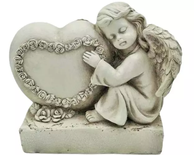 Dameco Grabdekoration Engel mit Herz 9.5 x 19 x 16.5 cm
