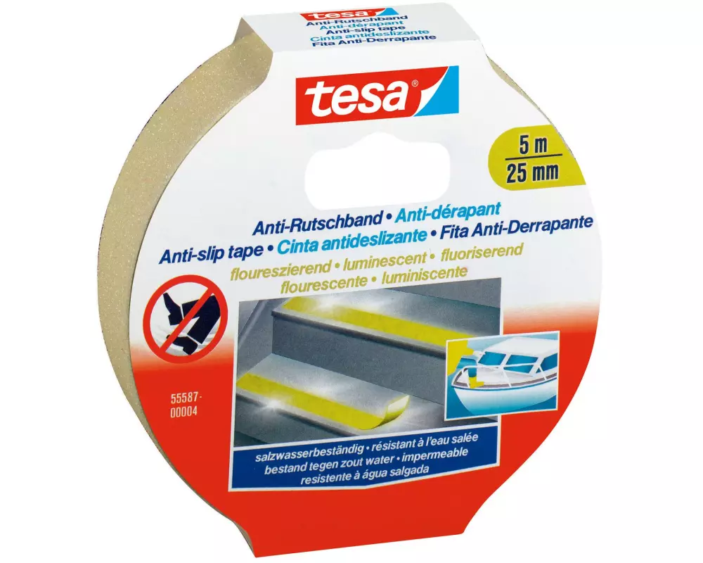 tesa Anti-Rutschband 5 m x 25 mm fluoreszierend