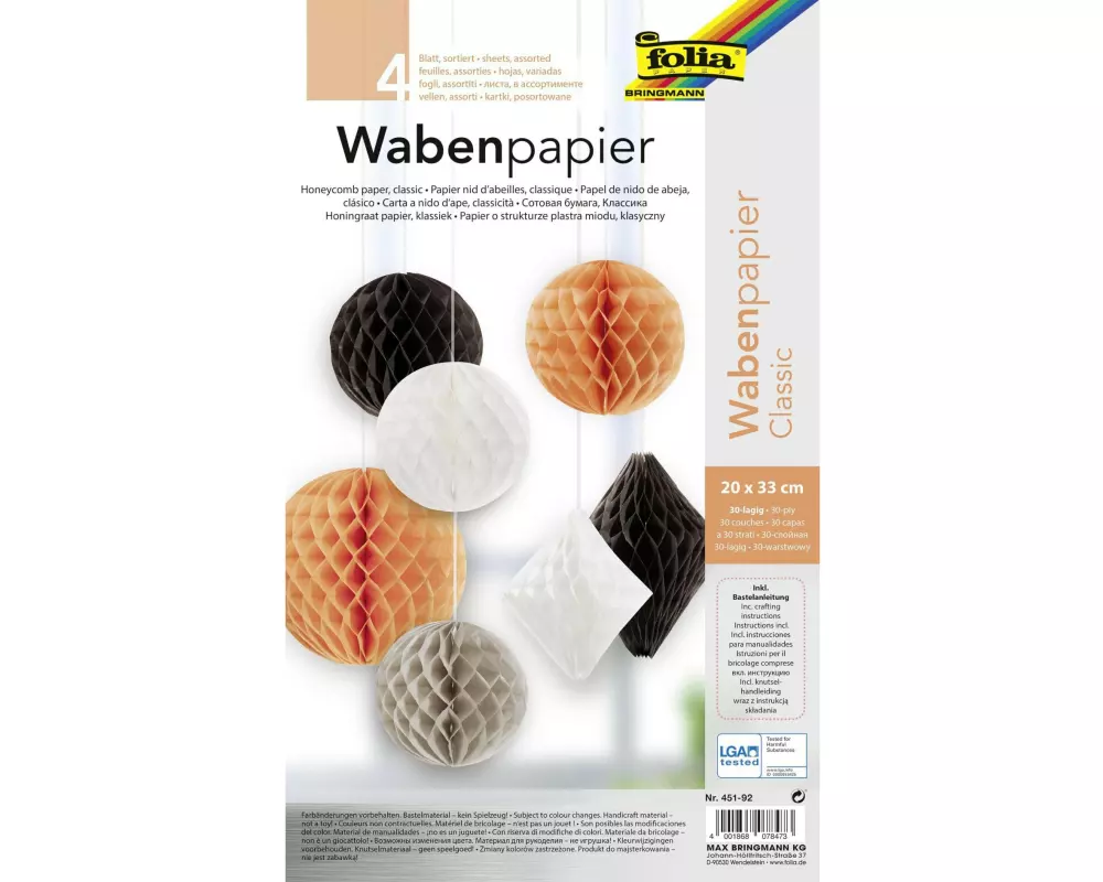 Folia Wabenpapier Classic 20 x 33 cm 4 Blatt