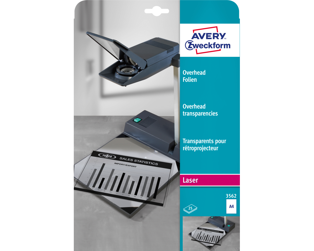 AVERY ZWECKFORM Overhead-Folie A4 3562 0.10mm Laser 25 Blatt