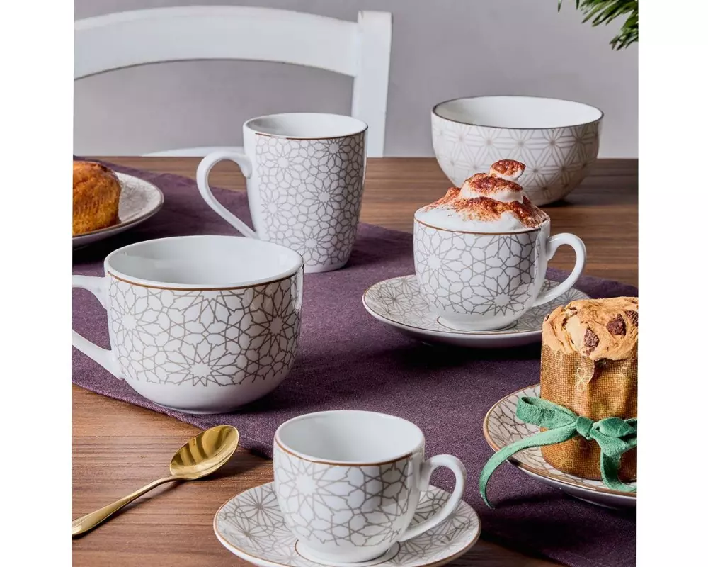 Tognana Tognana Kaffeetassen-Set Habana 250 ml, 6 Stück, Weiss/Braun