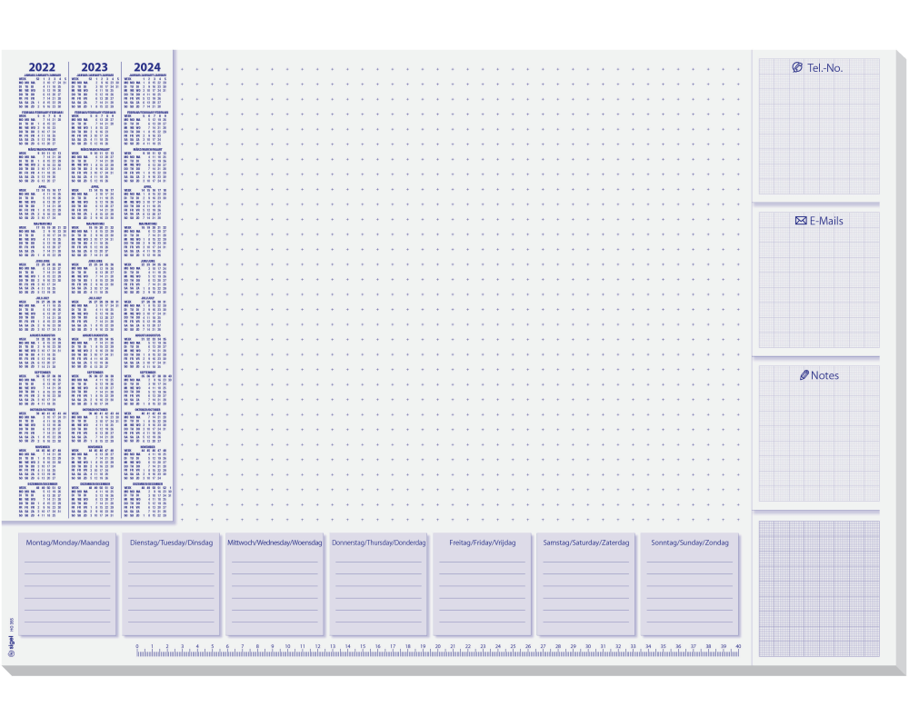 SIGEL Schreibunt. Lilac 3J.59.5x41cm HO355 weiss, D/E/NL, MO-SO 30Bl.