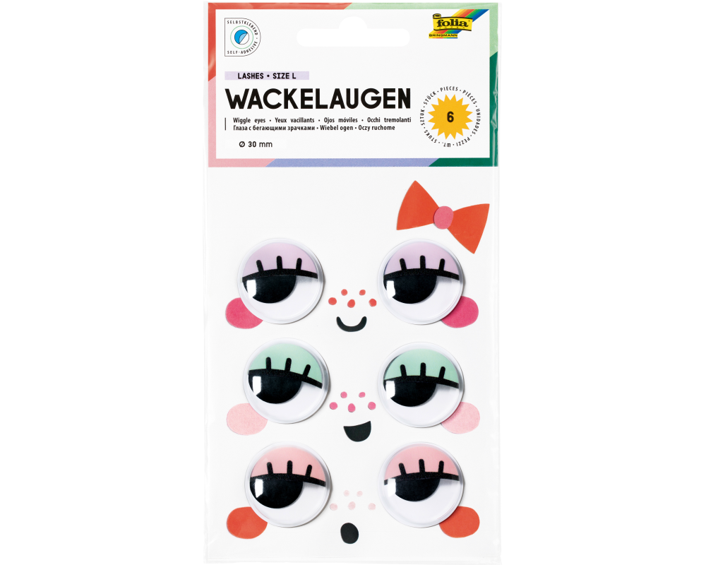 Folia Wackelaugen, Ø 30 mm, 6 Stück