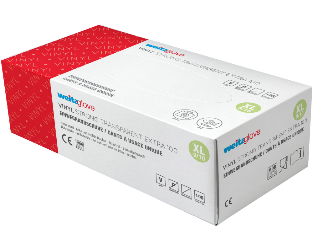 WEITA Einweghandschuhe Vinyl Gr. XL 344671 Strong, transparent 100 Stück