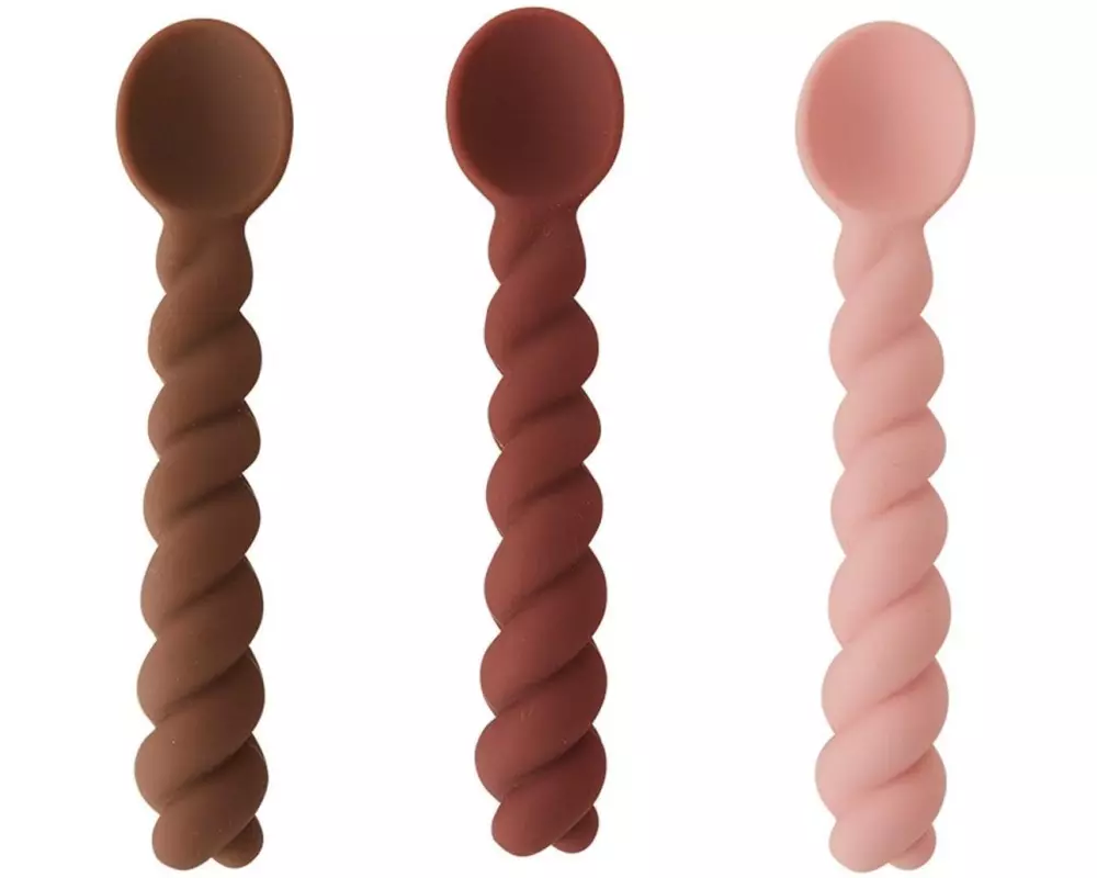 OYOY Kinderlöffel Mellow 3 Stück, Muskatnuss/Choko/Rose