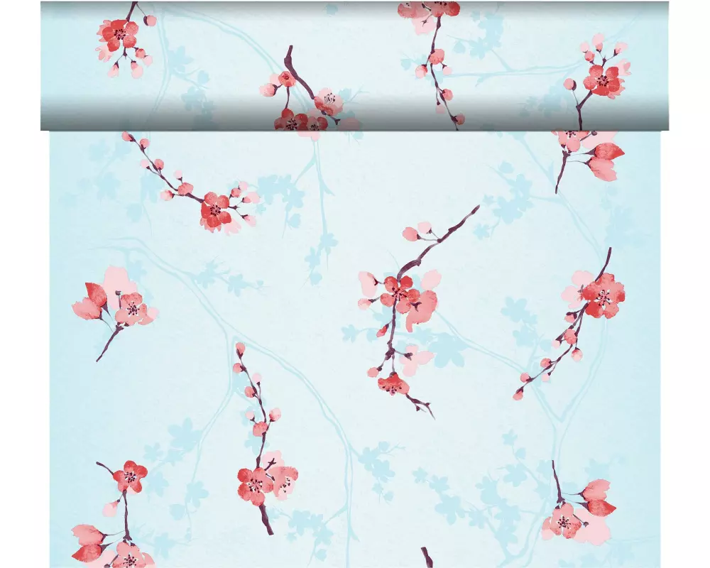 Duni Tischläufer Cherry Breeze 40 cm x 24 cm, Blau/Rosa
